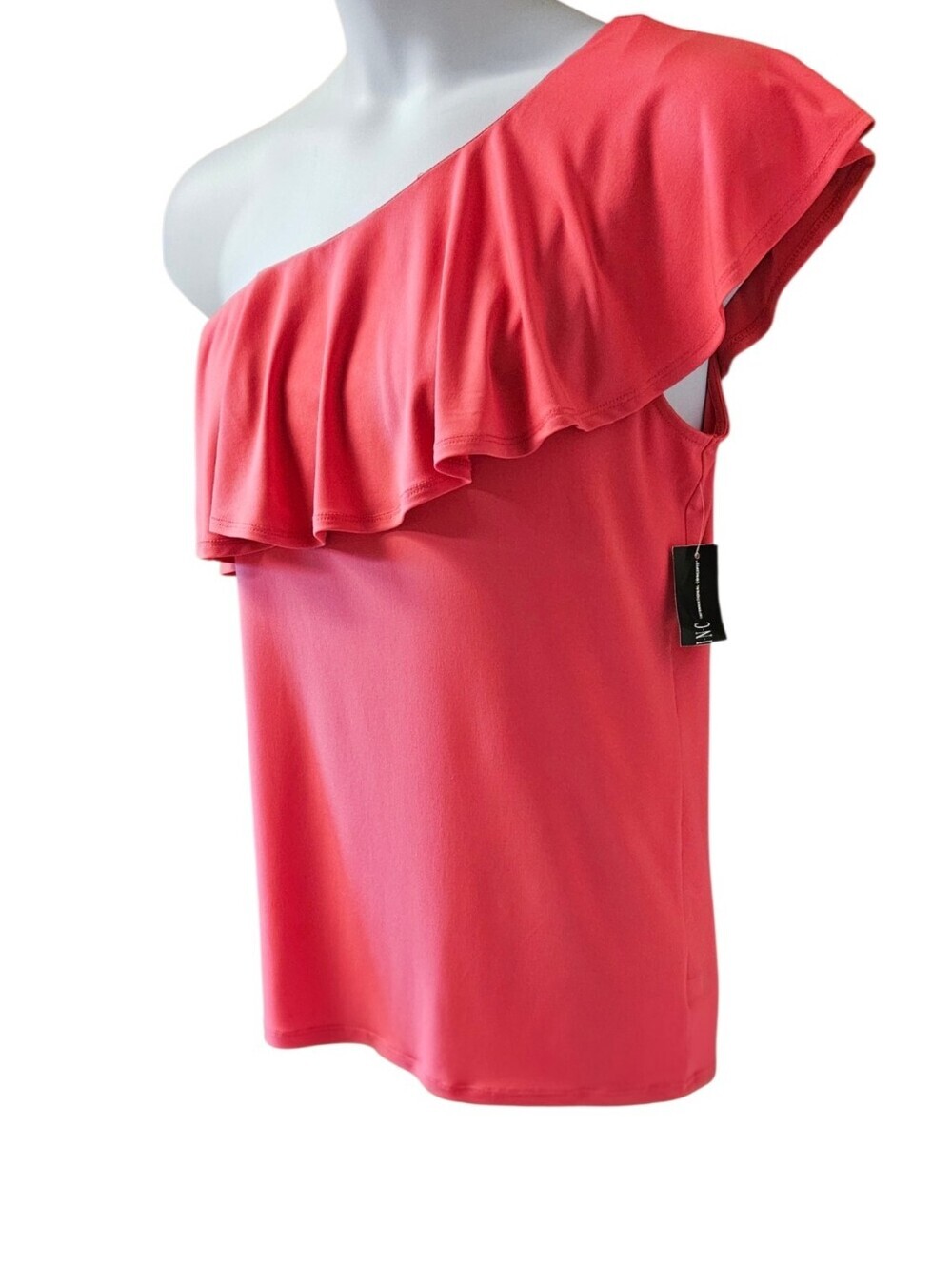 INC International Concepts L Polished Coral One Shoulder Ruffle Top NWT - Picture 4 of 14